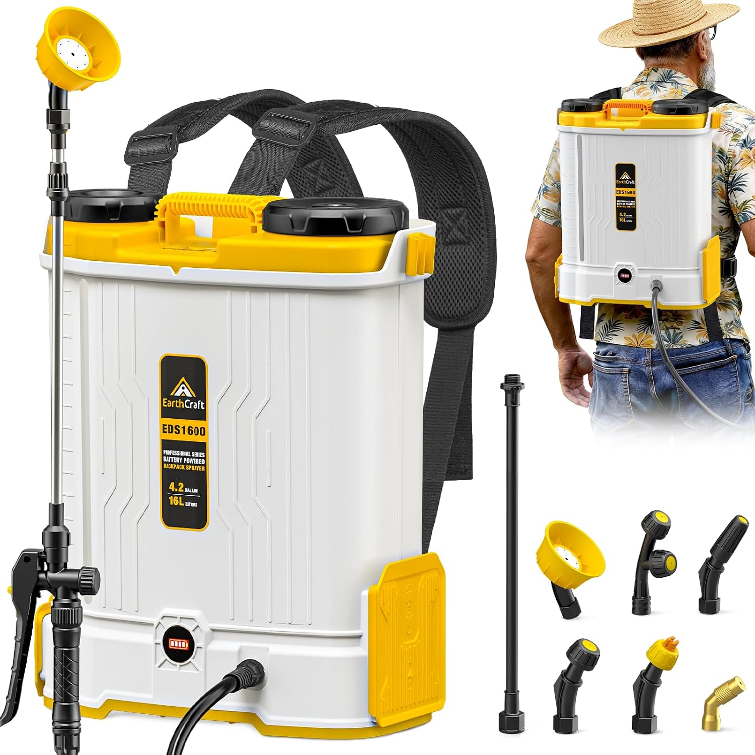 Power Tools Garden - 4.2 Gal Battery Powered Backpack Sprayer